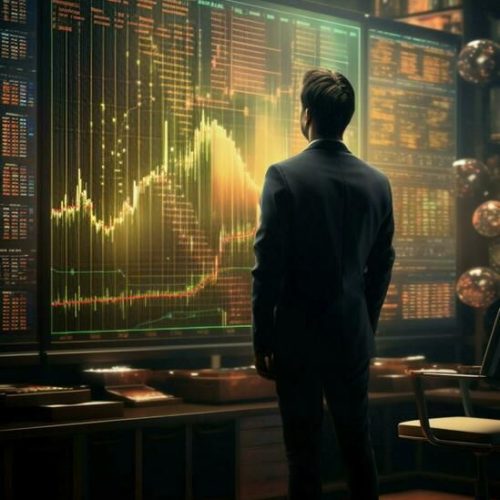 Download Businessman employs data analysis tools for informed stock trading and cryptocurrency decisions Vertical Mobile Wallpaper AI Generated for free